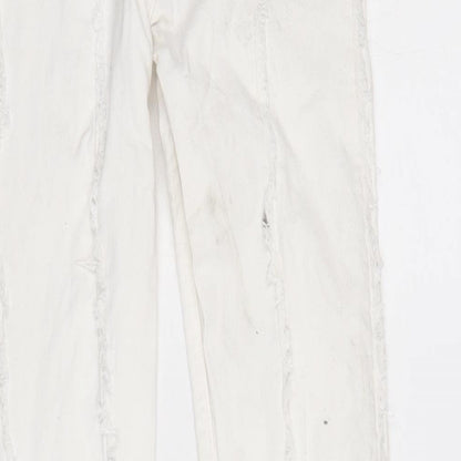 Berksha Womens White Cotton Blend Flared Jeans Size 6 L32 in Regular Zip