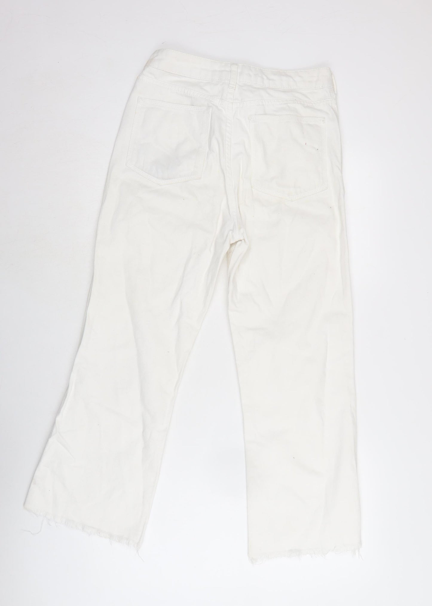 Topshop Womens White Cotton Blend Flared Jeans Size 26 in L32 in Regular Zip