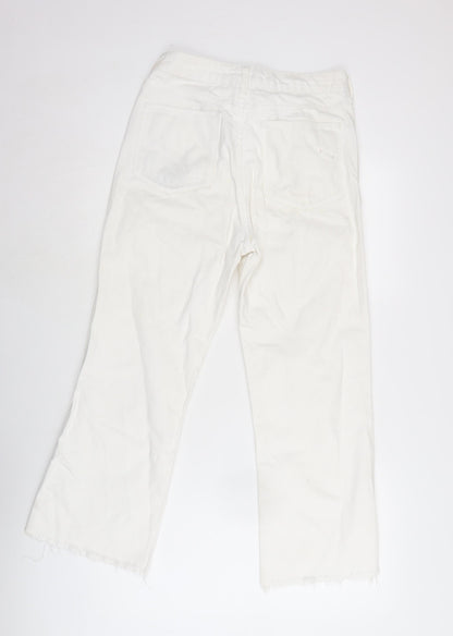 Topshop Womens White Cotton Blend Flared Jeans Size 26 in L32 in Regular Zip