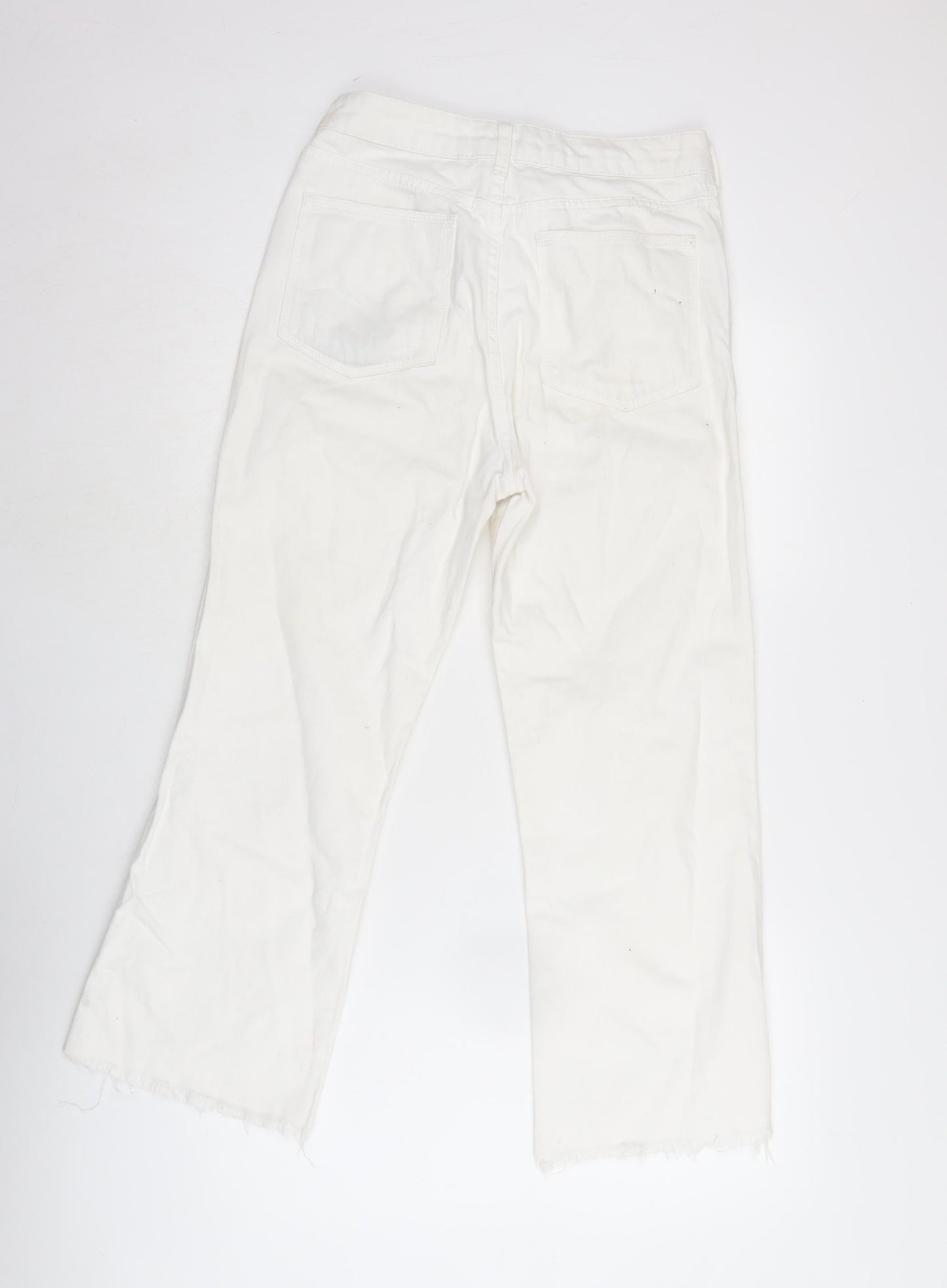 Topshop Womens White Cotton Blend Flared Jeans Size 26 in L32 in Regular Zip