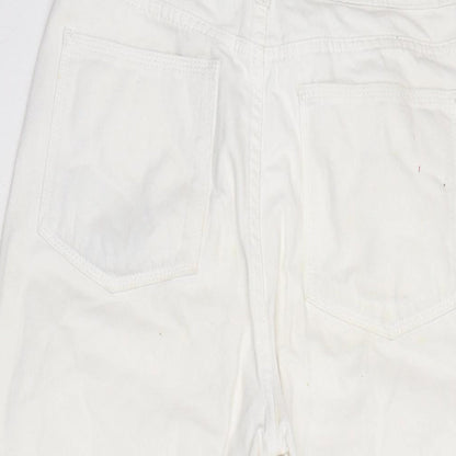 Topshop Womens White Cotton Blend Flared Jeans Size 26 in L32 in Regular Zip