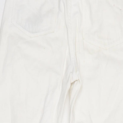 Topshop Womens White Cotton Blend Flared Jeans Size 26 in L32 in Regular Zip