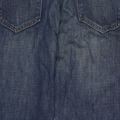 Marks and Spencer Womens Blue Cotton Blend Straight Jeans Size 30 L29 in Regular Zip