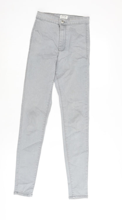 Miss Selfridge Womens Grey Cotton Straight Jeans Size 4 L29 in Regular Zip