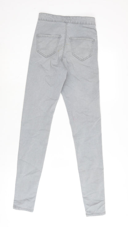 Miss Selfridge Womens Grey Cotton Straight Jeans Size 4 L29 in Regular Zip