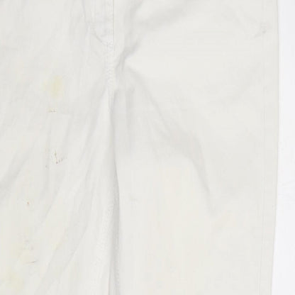 Matalan Womens Ivory Cotton Straight Jeans Size 14 L29 in Regular Zip