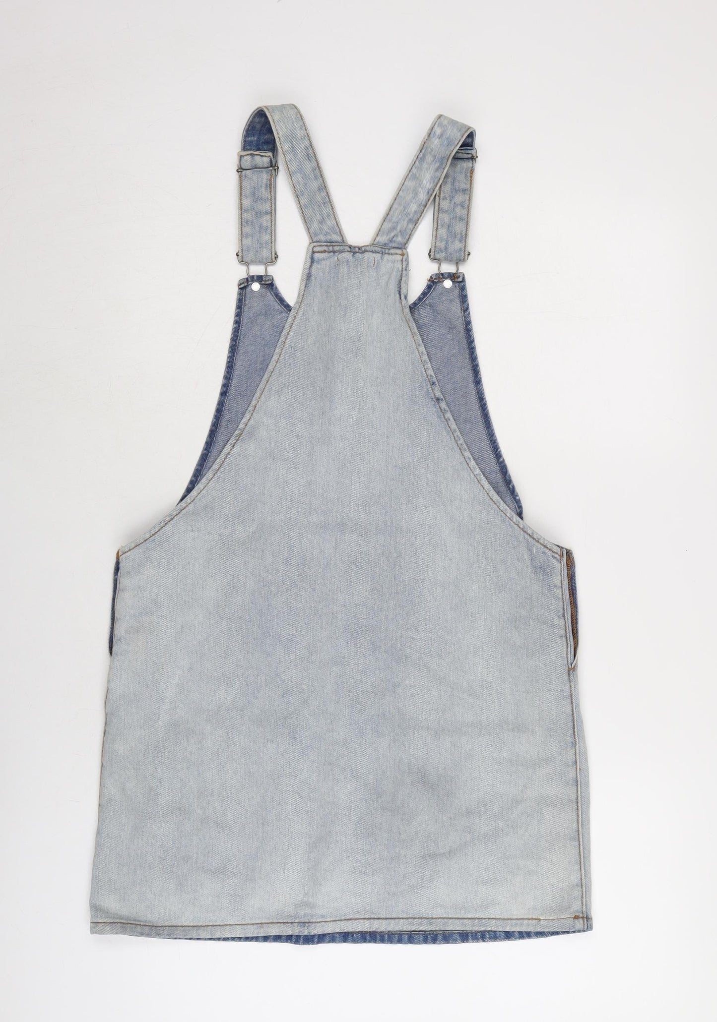 Cooperative Womens Blue Cotton Pinafore/Dungaree Dress Size S Round Neck Snap