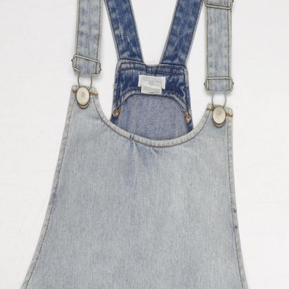 Cooperative Womens Blue Cotton Pinafore/Dungaree Dress Size S Round Neck Snap