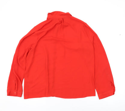 Dorothy Perkins Womens Red Polyester Basic Button-Up Size 14 Collared