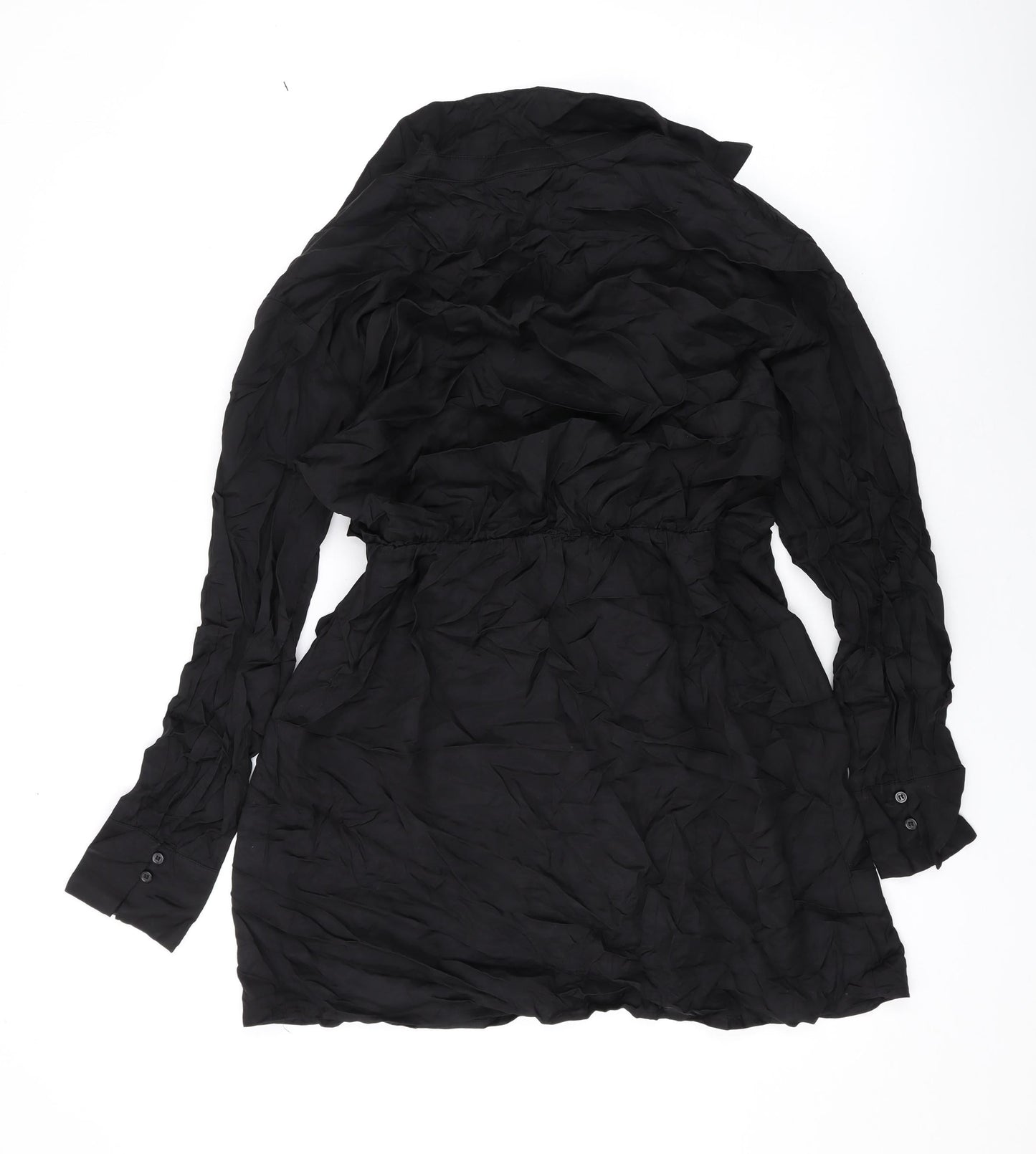 H&M Womens Black Viscose Mini Size M Collared Button