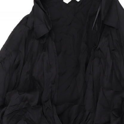 H&M Womens Black Viscose Mini Size M Collared Button