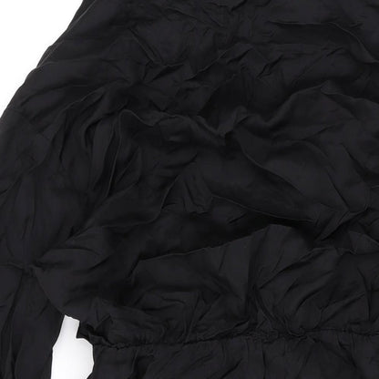 H&M Womens Black Viscose Mini Size M Collared Button