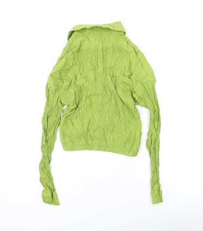 Boohoo Womens Green Viscose Basic Button-Up Size 10 Collared