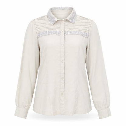 ICHI Womens Beige Polyester Basic Button-Up Size 8 Collared