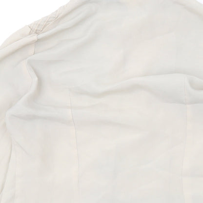 ICHI Womens Beige Polyester Basic Button-Up Size 8 Collared