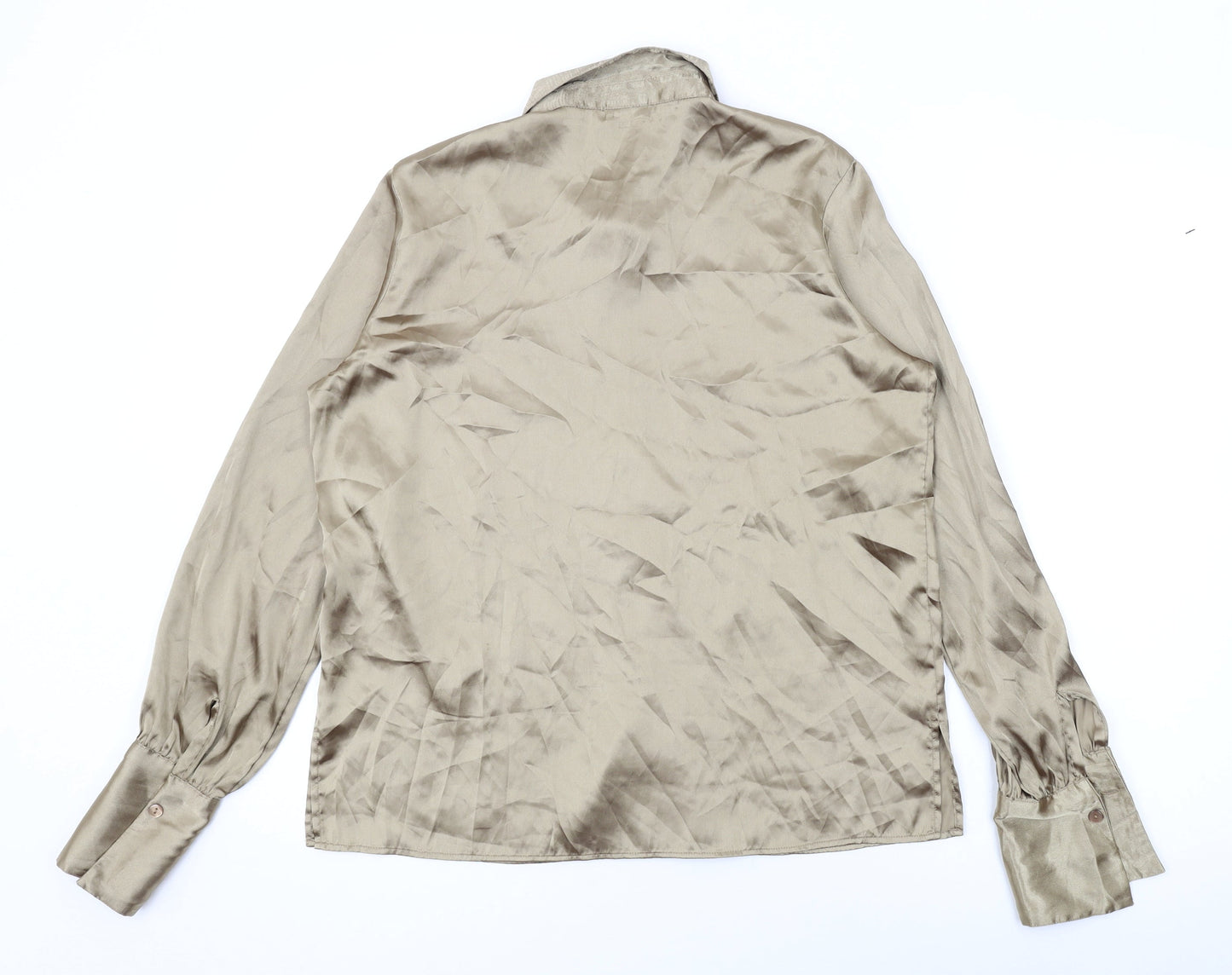 Damart Womens Gold Polyester Basic Button-Up Size 12 Collared