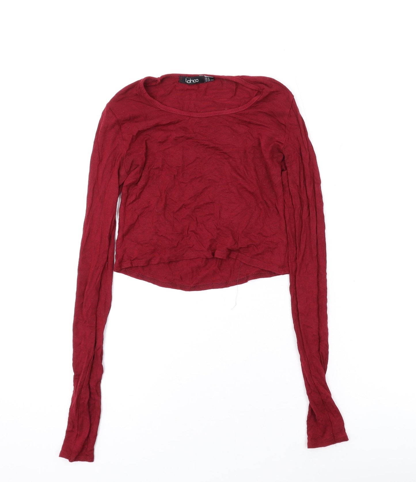 Boohoo Womens Red Viscose Basic Blouse Size 6 Scoop Neck