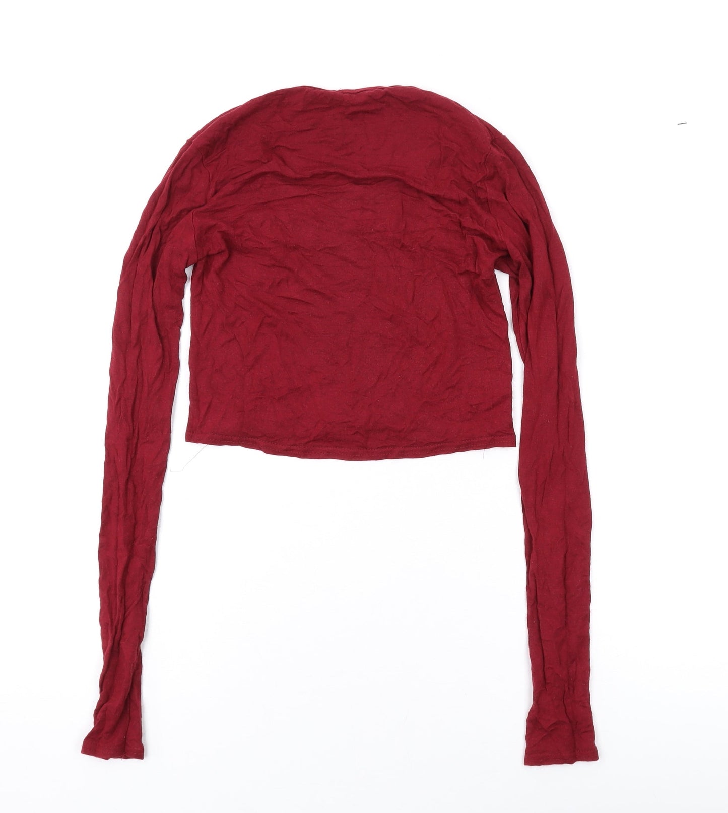 Boohoo Womens Red Viscose Basic Blouse Size 6 Scoop Neck