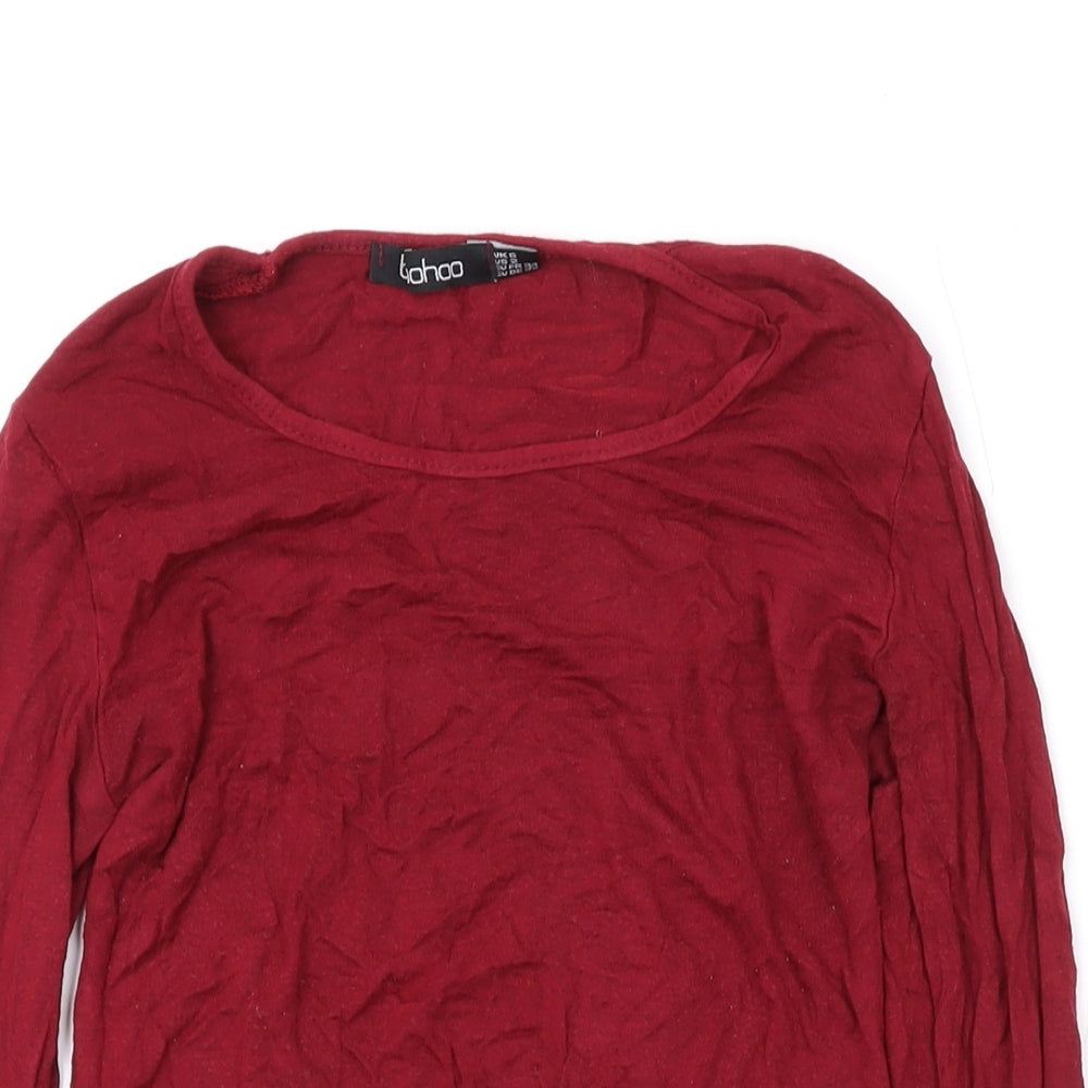 Boohoo Womens Red Viscose Basic Blouse Size 6 Scoop Neck