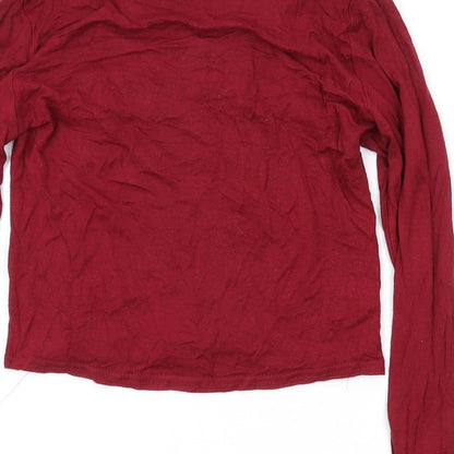 Boohoo Womens Red Viscose Basic Blouse Size 6 Scoop Neck