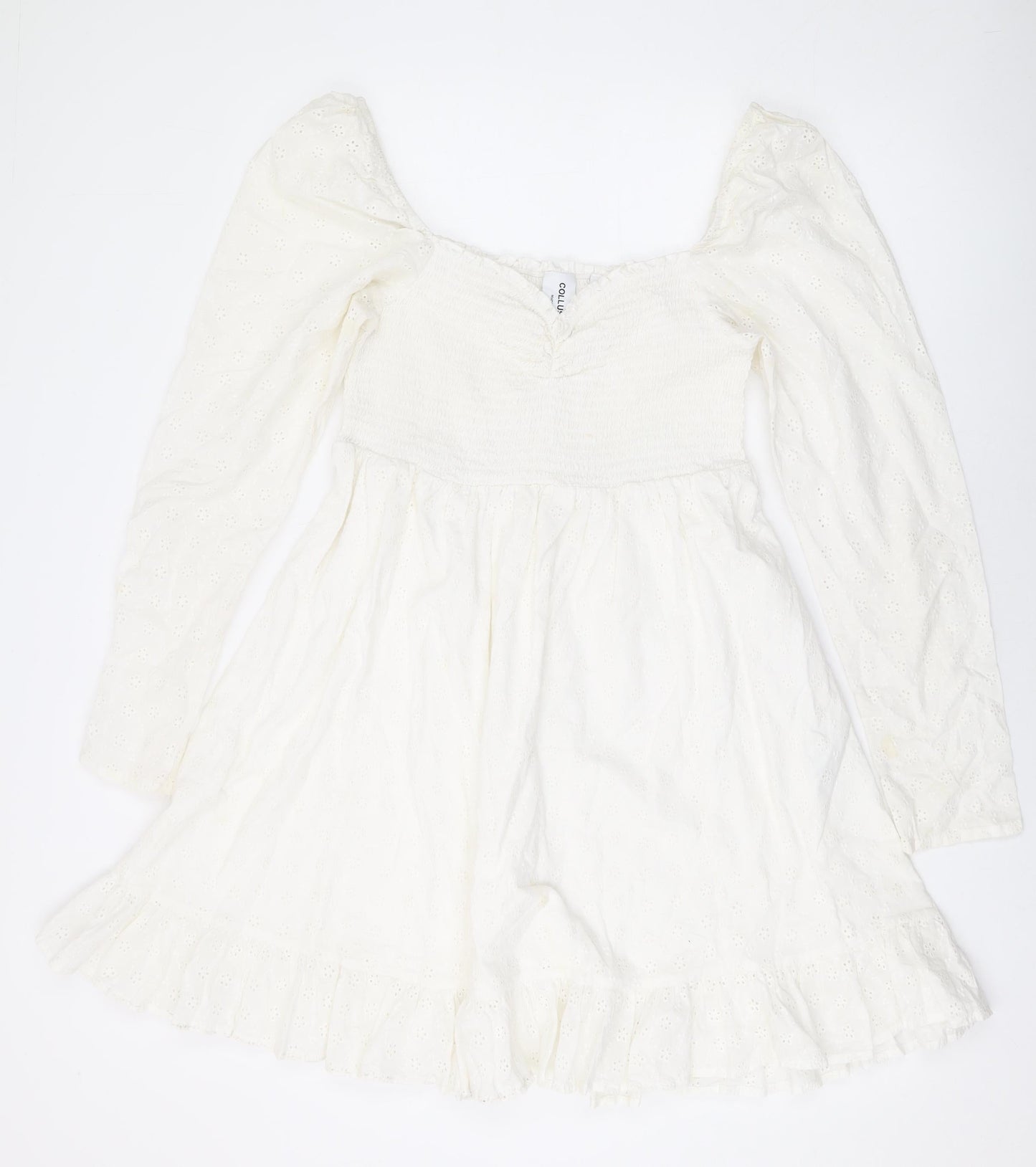 COLLUSION Womens White Cotton A-Line Size 14 Sweetheart Pullover