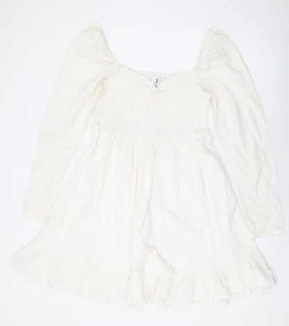 COLLUSION Womens White Cotton A-Line Size 14 Sweetheart Pullover