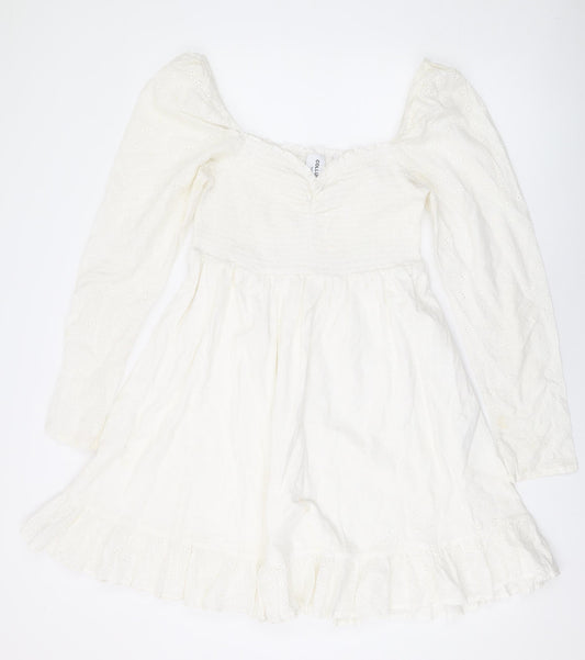 COLLUSION Womens White Cotton A-Line Size 14 Sweetheart Pullover