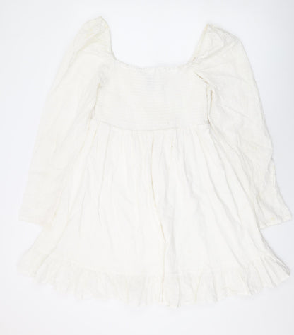 COLLUSION Womens White Cotton A-Line Size 14 Sweetheart Pullover