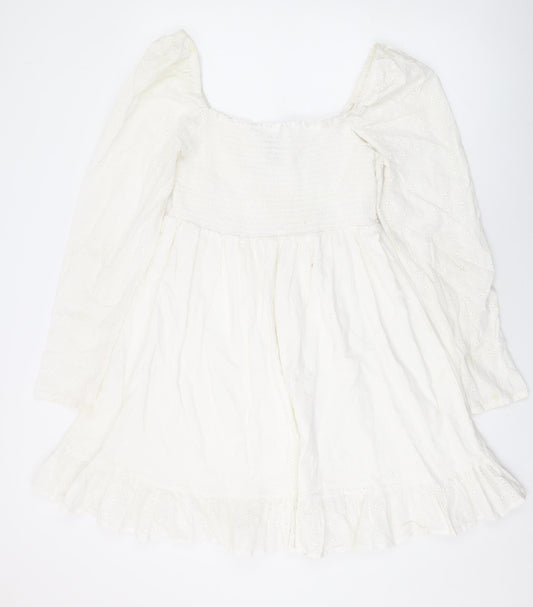 COLLUSION Womens White Cotton A-Line Size 14 Sweetheart Pullover