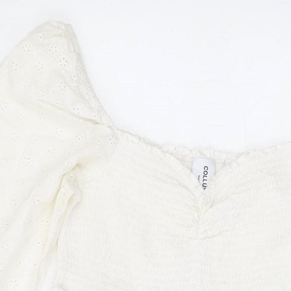 COLLUSION Womens White Cotton A-Line Size 14 Sweetheart Pullover