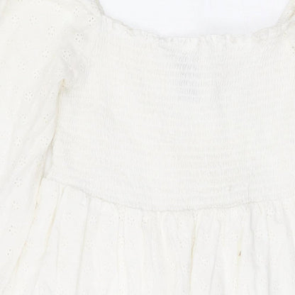 COLLUSION Womens White Cotton A-Line Size 14 Sweetheart Pullover