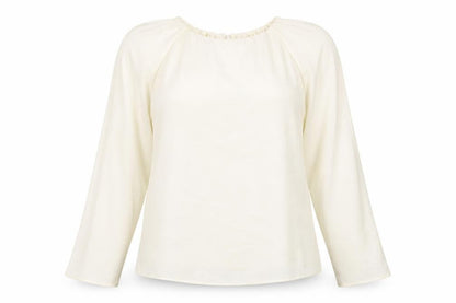 Zara Womens Ivory Polyester Basic Blouse Size L Round Neck