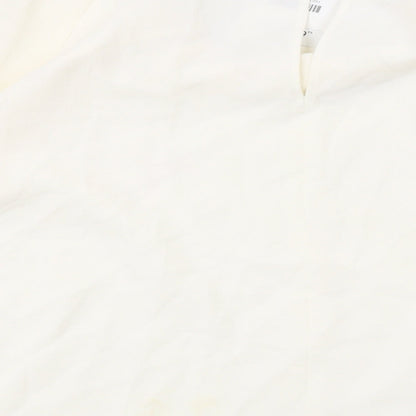 Zara Womens Ivory Polyester Basic Blouse Size L Round Neck