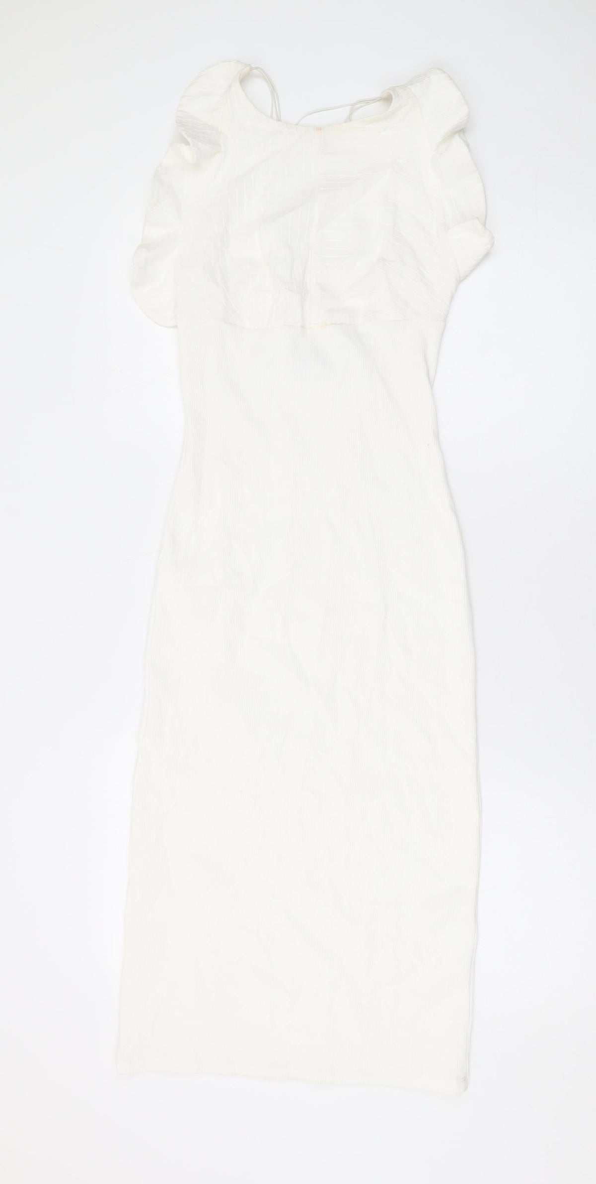 Zara Womens White Cotton Bodycon Size M Round Neck Pullover