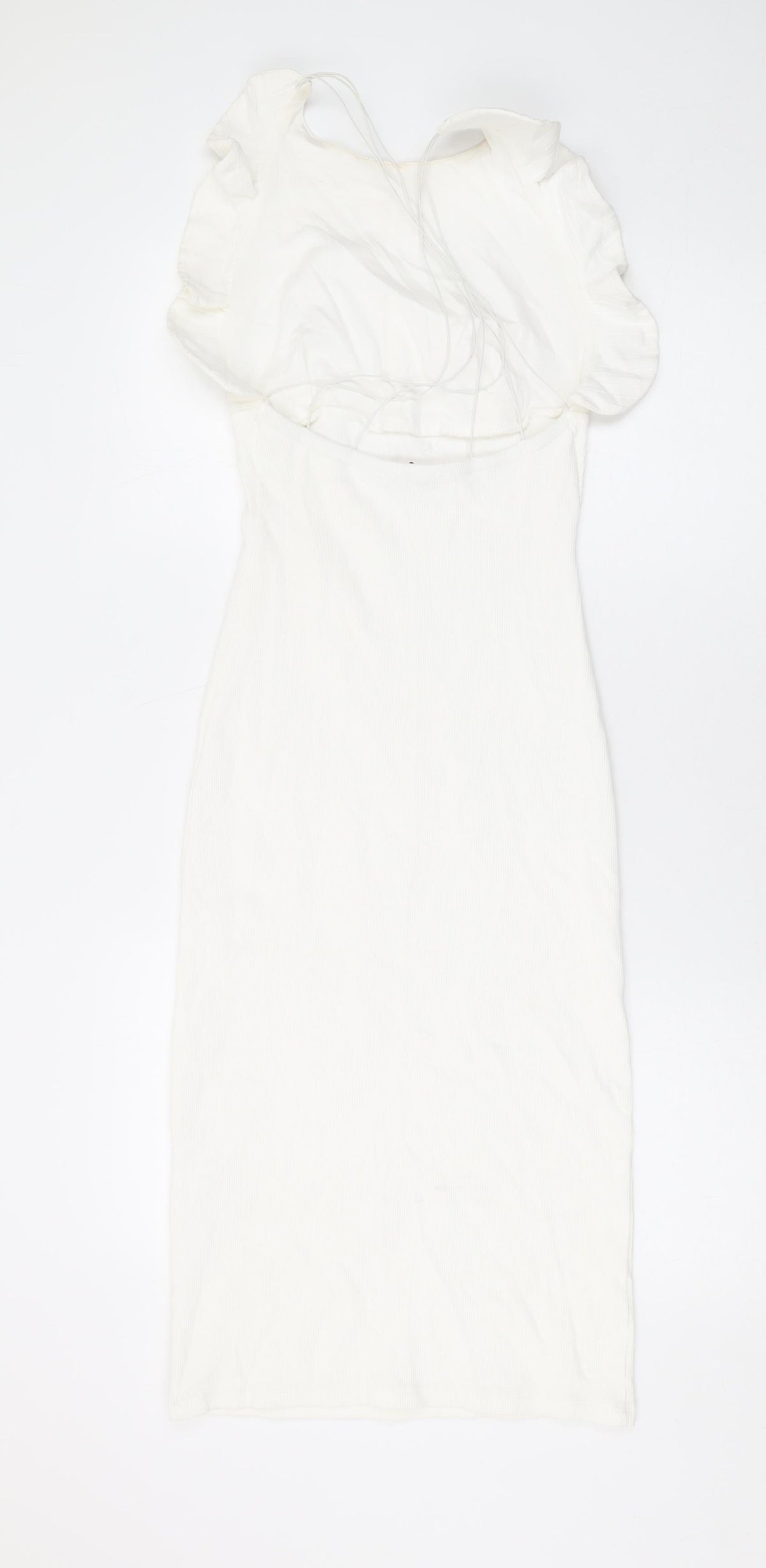 Zara Womens White Cotton Bodycon Size M Round Neck Pullover