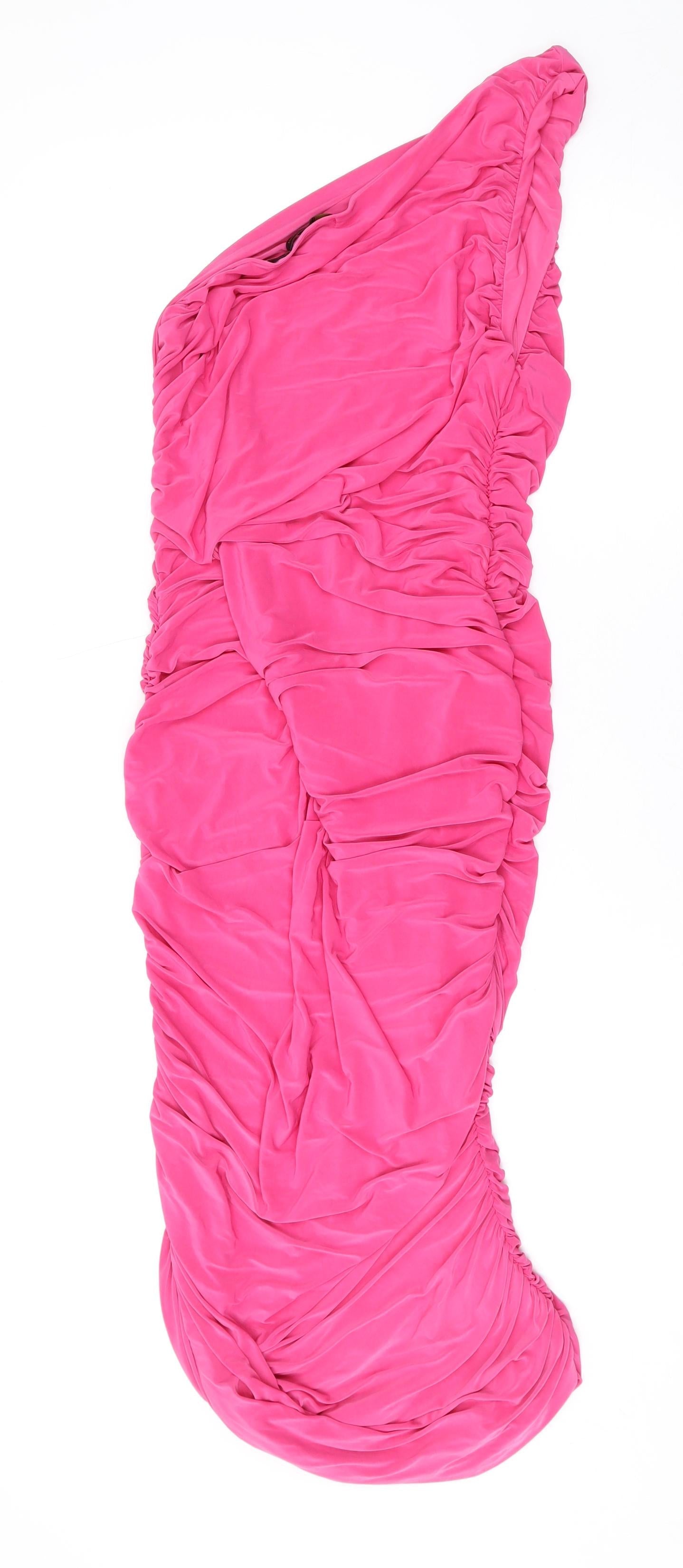 I SAW IT FIRST Womens Pink Polyester Bodycon Size 14 One Shoulder Pullover