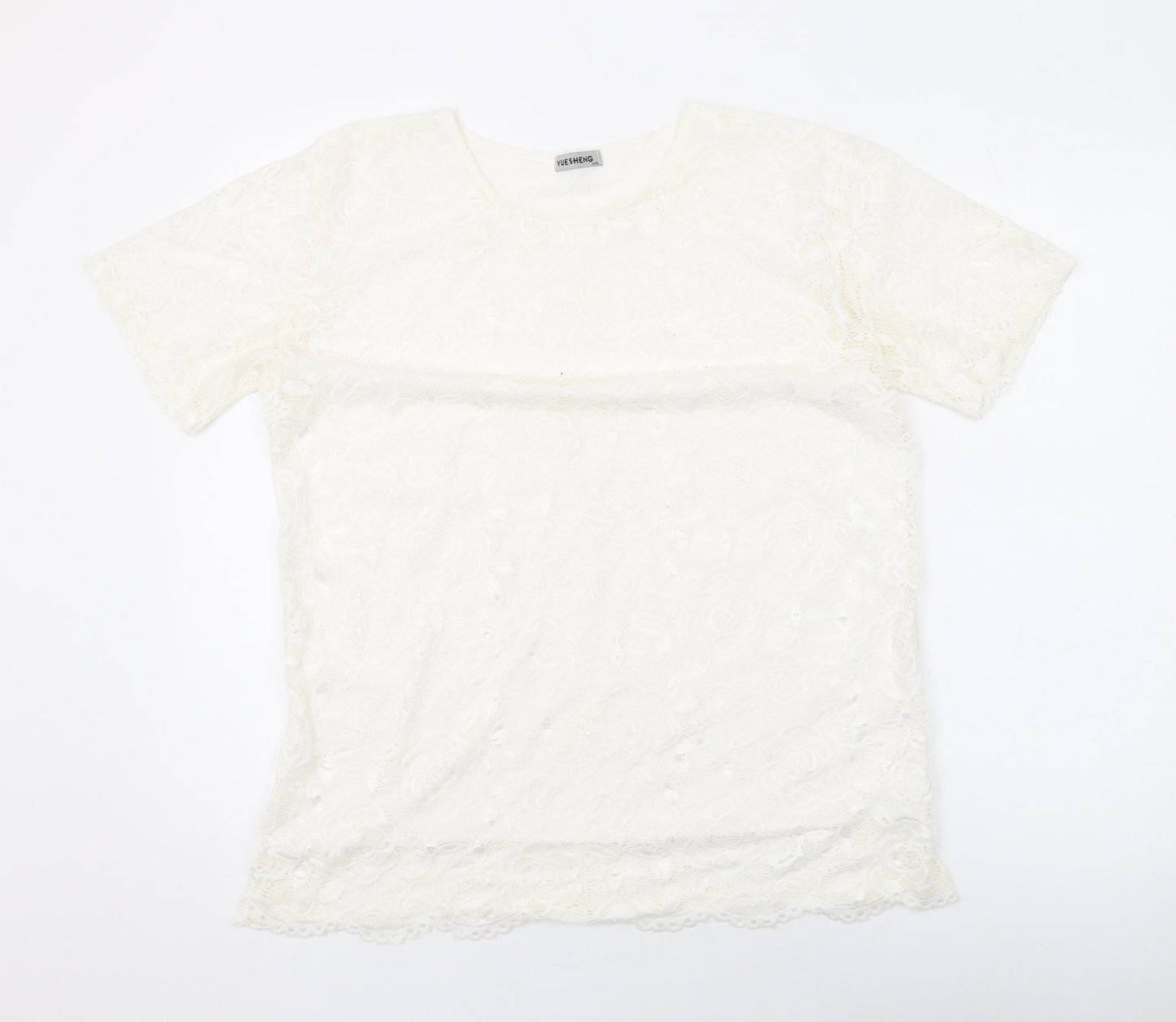 Womens UK Size L Yue Sheng White Basic T-Shirt
