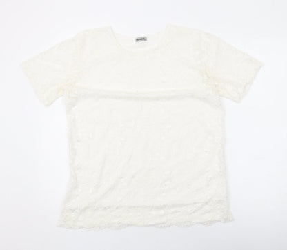 Womens UK Size L Yue Sheng White Basic T-Shirt