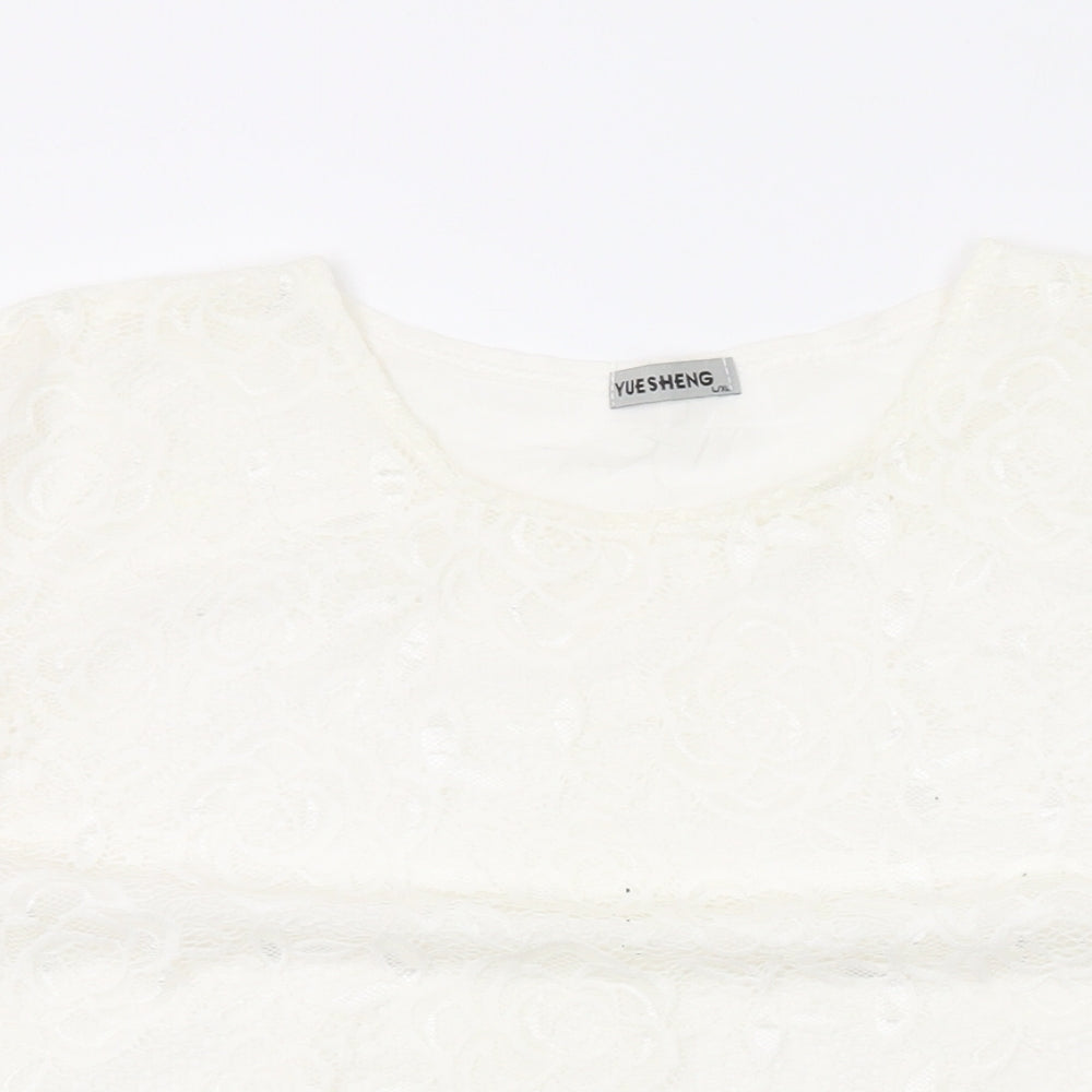 Womens UK Size L Yue Sheng White Basic T-Shirt