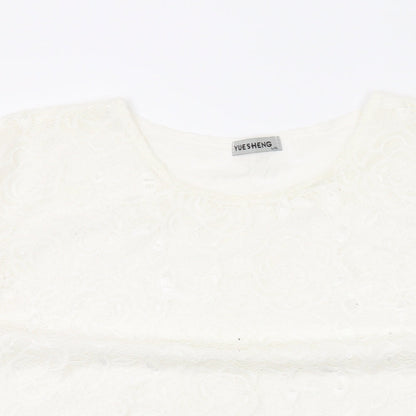Womens UK Size L Yue Sheng White Basic T-Shirt