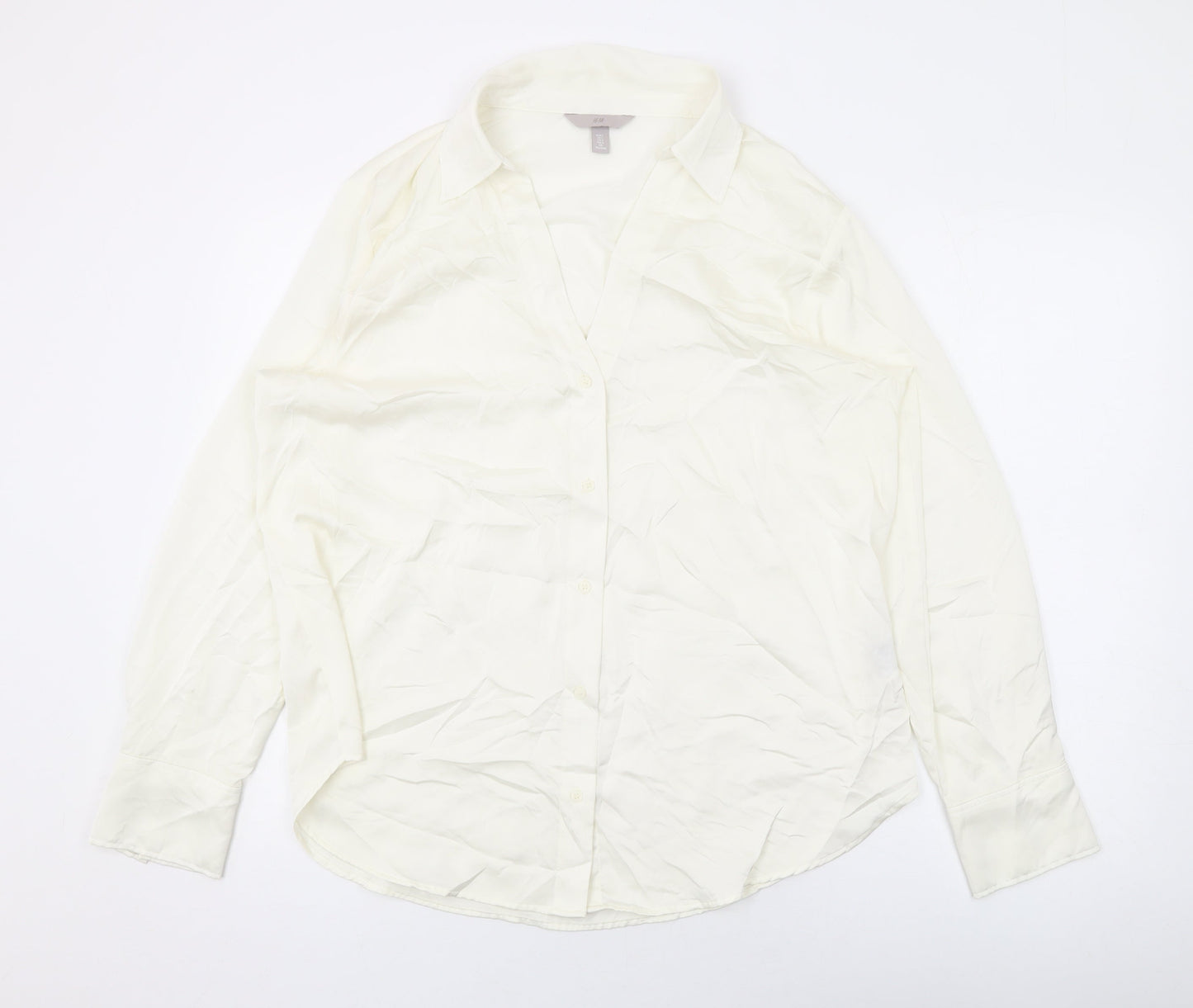 Womens UK Size L H&M Ivory Basic Button-Up