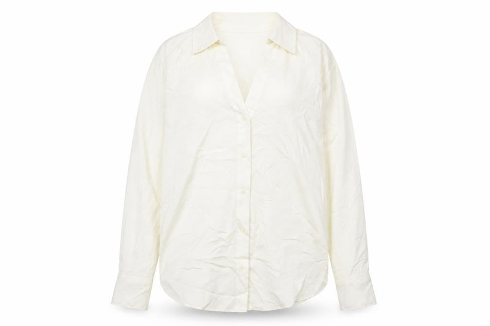 Womens UK Size L H&M Ivory Basic Button-Up
