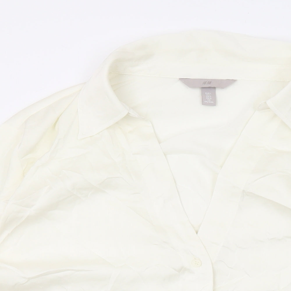 Womens UK Size L H&M Ivory Basic Button-Up