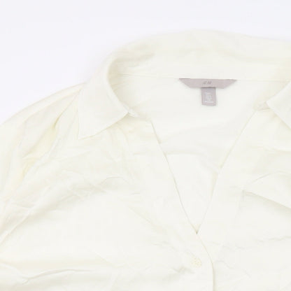 Womens UK Size L H&M Ivory Basic Button-Up