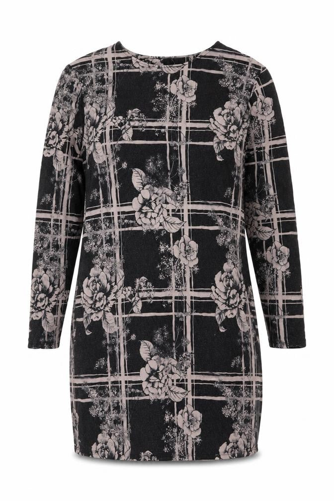 Thought Womens Black Floral Polyester Bodycon Size 14 Scoop Neck Pullover