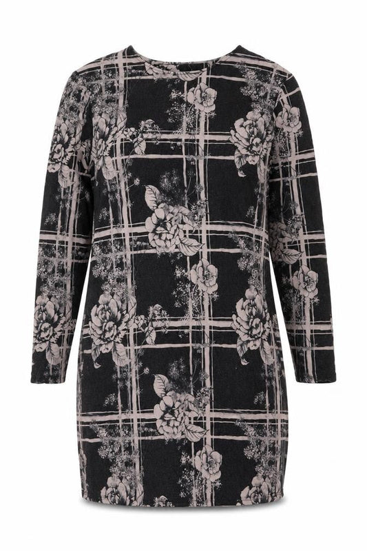 Thought Womens Black Floral Polyester Bodycon Size 14 Scoop Neck Pullover