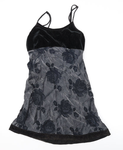 J Taylor Womens Grey Floral Viscose A-Line Size S Scoop Neck Pullover