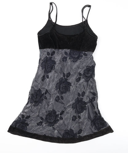 J Taylor Womens Grey Floral Viscose A-Line Size S Scoop Neck Pullover