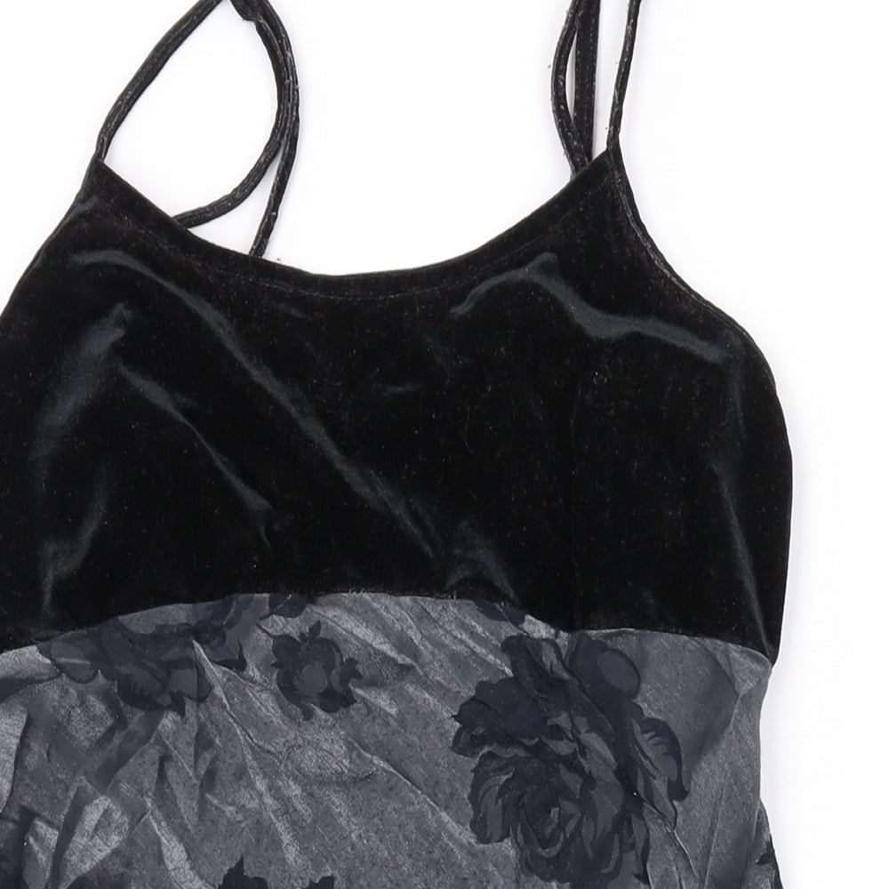 J Taylor Womens Grey Floral Viscose A-Line Size S Scoop Neck Pullover