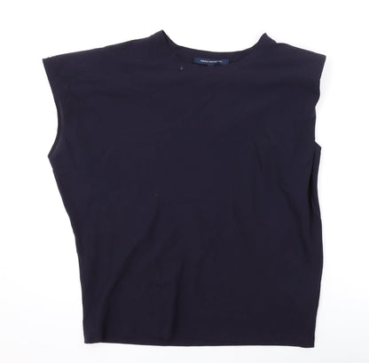 French Connection Womens Blue Polyester Basic Blouse Size S Round Neck
